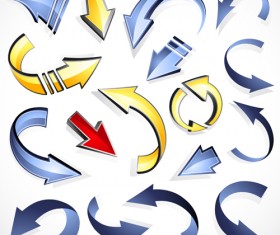 Shiny 3D arrows colored vector 04