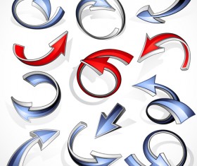 Shiny 3D arrows colored vector 05