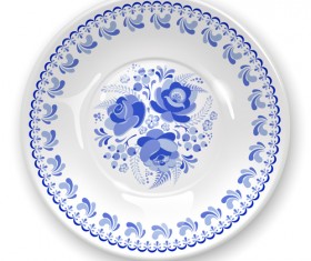 Shiny blue and white porcelain vector material