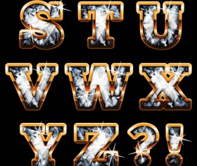 Shiny diamond with golden alphabet vectors 01