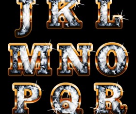 Shiny diamond with golden alphabet vectors 02