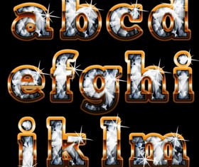 Shiny diamond with golden alphabet vectors 03