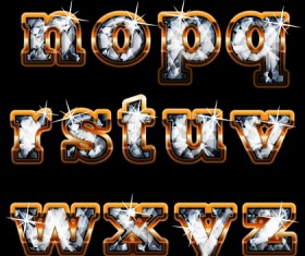 Shiny diamond with golden alphabet vectors 04