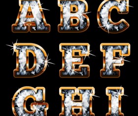 Shiny diamond with golden alphabet vectors 05