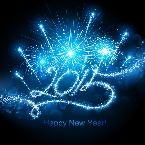 Shiny firework effect 2015 new year background vector