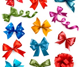 Shiny ribbon with bow vector set 01