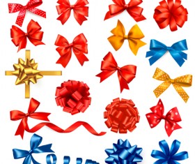 Shiny ribbon with bow vector set 03