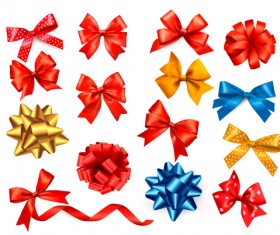 Shiny ribbon with bow vector set 04