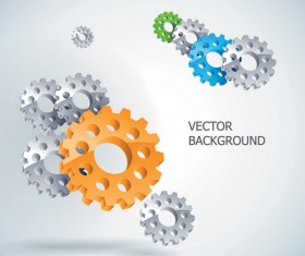 Silver gear wheels vector background 05