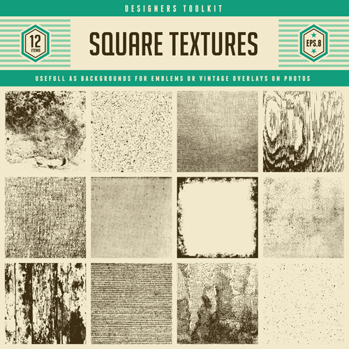 Square grunge textures vector material