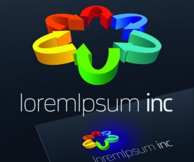 Stylish business logos material design vector 03