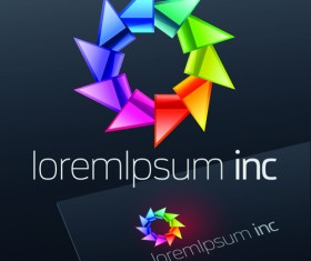 Stylish business logos material design vector 04