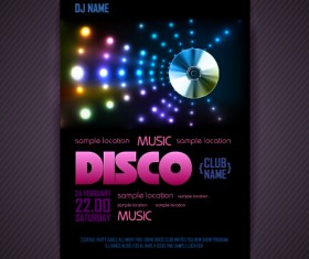 Stylish disco party poster cover 01 vector