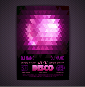Stylish disco party poster cover 02 vector