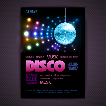 Stylish disco party poster cover 03 vector