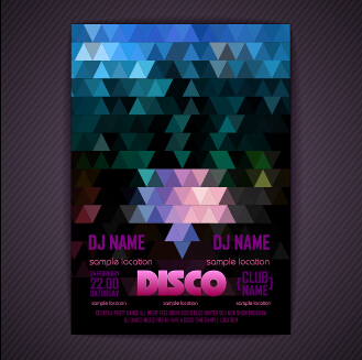 Stylish disco party poster cover 04 vector