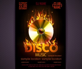 Stylish disco party poster cover 05 vector