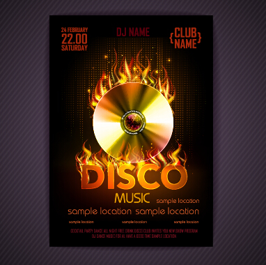 Stylish disco party poster cover 05 vector
