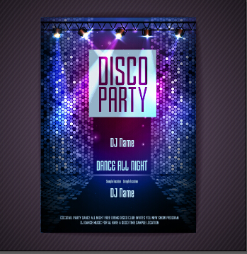 Stylish disco party poster cover 07 vector