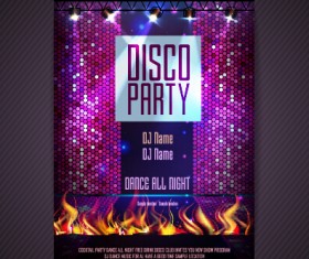 Stylish disco party poster cover 08 vector