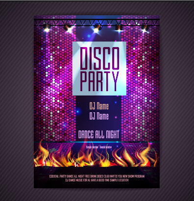 Stylish disco party poster cover 08 vector