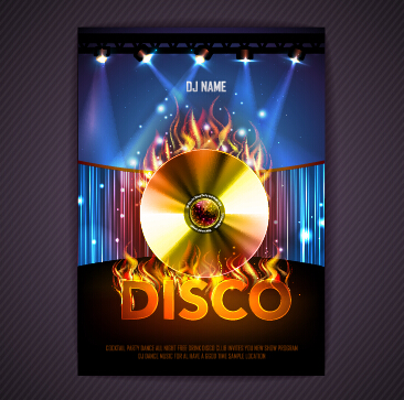 Stylish disco party poster cover 09 vector