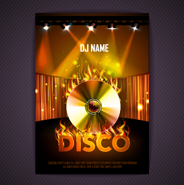 Stylish disco party poster cover 10 vector