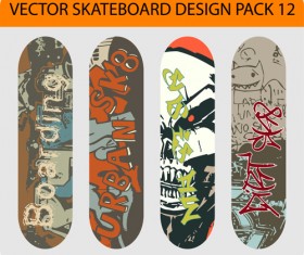 Stylish floral skateboard vector set 01
