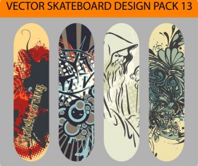 Stylish floral skateboard vector set 02