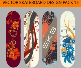 Stylish floral skateboard vector set 03