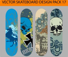 Stylish floral skateboard vector set 04