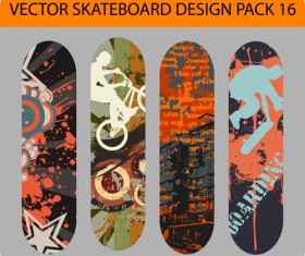 Stylish floral skateboard vector set 05