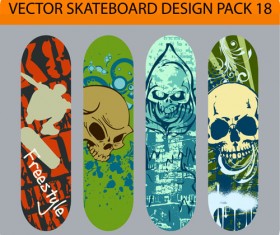 Stylish floral skateboard vector set 06