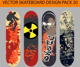 Stylish floral skateboard vector set 07