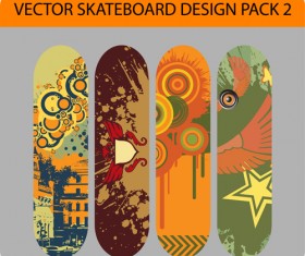 Stylish floral skateboard vector set 10