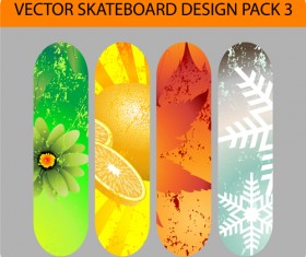 Stylish floral skateboard vector set 11