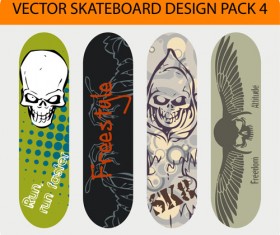 Stylish floral skateboard vector set 12