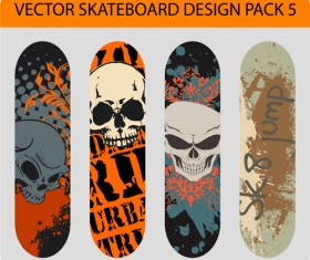 Stylish floral skateboard vector set 13