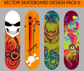 Stylish floral skateboard vector set 14