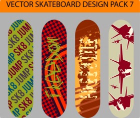 Stylish floral skateboard vector set 15
