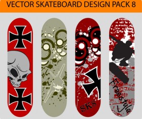 Stylish floral skateboard vector set 16