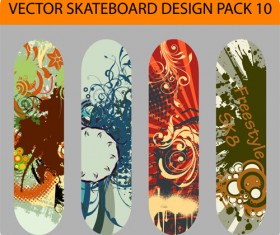 Stylish floral skateboard vector set 18