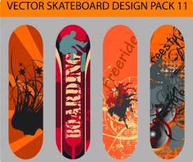Stylish floral skateboard vector set 19