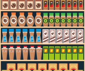 Supermarket food shelf vector material 02