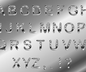 Textured metal alphabet vector material 01