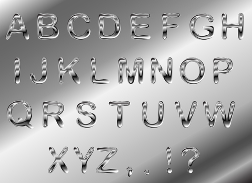 Textured metal alphabet vector material 01
