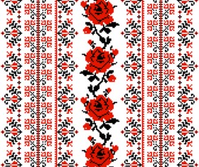 Ukrainian styles embroidery patterns vector set 01