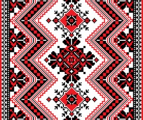 Ukrainian styles embroidery patterns vector set 02
