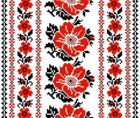 Ukrainian styles embroidery patterns vector set 03