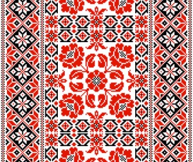 Ukrainian styles embroidery patterns vector set 05